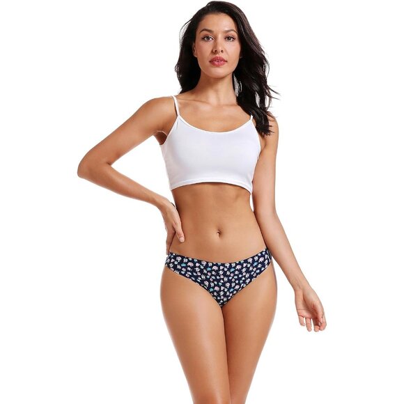 Women Seamless Micro-Mesh Thongs 5 Pack No Show Breathable Comfortable Panties - Picture 4 of 7